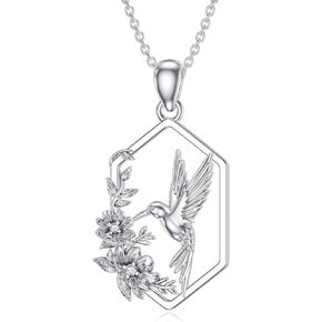 Diamond Hummingbird Necklace for Women 925 Sterling Silver Hummingbird Pendant Diamond Jewelry Gifts for Mother's Day Birthday Valentine's Day