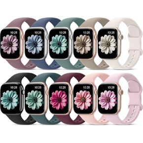 10 Pack Sport Silicone Band Compatible for Apple Watch Bands 38mm 40mm 41mm 42mm 44mm 45mm 46mm 49mm Women Men,Water Proof Soft Strap for iWatch Series 10 9 8 se 7 6 5 4 3 Ultra Patenting