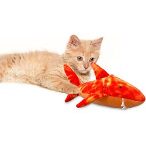 Phat Cats Kickin' Shark Extra-Large Cat Toy for Big Breeds with Organic Catnip and Crinkle Fins – Durable 7.5 x 12 Inch Kicker Toy for Cats and Kittens - Made in USA