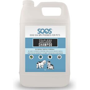 Soos Pets Pet Shampoo Natural Dead Sea Tear-Less Fast Absorbing with Vitamins Minerals Essential Oils Natural Elements for Puppy and Kitten - 1x Pet Shampoo (4L / 1.32 gal)
