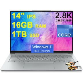 Lenovo Slim 7 Business Laptop 14" 2.8K IPS Touch 400nits 12th Gen Intel 12-Core i7-1260P 16GB RAM 2TB SSD Backlit Thunderbolt4 FHD Camera Rapid Charging Long Battery Life Win11Pro Silver + HDMI Cable