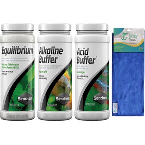 Equilibrium Alkaline Buffer and Acid Buffer 300g, Including Trinity Treats Microfiber Cleaning Cloth (Equilibrium for Aquarium, Alkaline Buffer for Freshwater Aquarium, Acid Buffer)