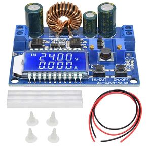 DC-DC Buck Boost Converter Module 5.5-30V to 0.5-30V 3A 35W Adjustable Step Up Down Voltage Regulator LCD Display Power Supply Module with 24AWG Cable