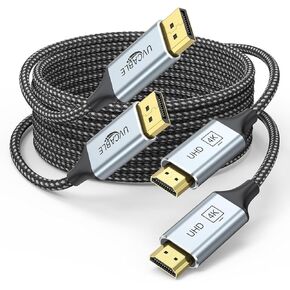 DisplayPort to HDMI Cable 4K 2-Pack, DP Display Port to HDMI Cable 6ft, Gold-Plated DisplayPort to HDMI Monitor/TV Adapter Male to Male for PC, Monitor, TV, Laptop, Gaming, Projector-3D, HDR, HDCP 2.2