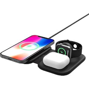 3 in 1 Charger for Apple Products, Travel iPhone and Apple Watch Charger Foldable, Charging Station for iPhone 16 Pro Max Plus 15 14 13 12 Pro XS XR, AirPods, iWatch (Adapter Included)