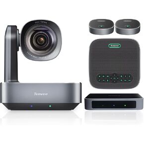 Tenveo VLGroup All-in-One 4K Conference Camera with M6B Bluetooth Speakerphone System with 2 Expansion mics 12X Optical Zoom Wide View Angle Lens Works with Zoom Skype Teams(VL12U+M6)