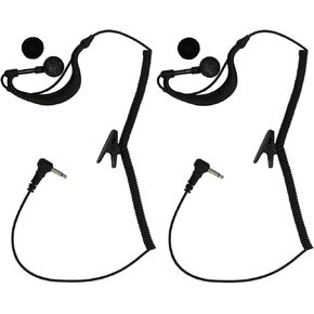 3.5mm Listen Only Earpiece for Speaker Mic of Motorola Kenwood Baofeng etc, G-Shape Earhook Receive Only Headset with Earbud Covers, Compatible with 2-Way Motorola Icom Radio Transceivers (2Pack)