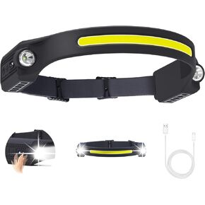 LED Headlamp Rechargeable, Bright 2 XPE LED & COB LED Head Lamp, 260° Wide Beam Headlight Waterproof Flashlight, Motion Sensor, 6 Modes, Adjustable Headband, for Outdoor Running Camping Hiking Fishing