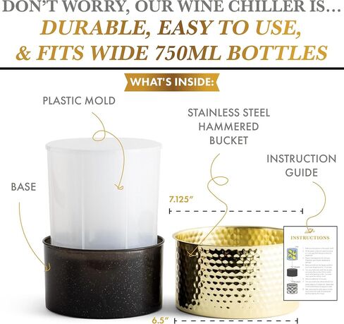 Champagne Ice Mold Wine Bottle Chiller - Durable Hammered Stainless Steel Wine Bucket - DIY Floral Champagne Bucket for Dinner Parties, Birthday, Bridal Shower & Baby Shower - Perfect Hostess Gift in Saudi Arabia