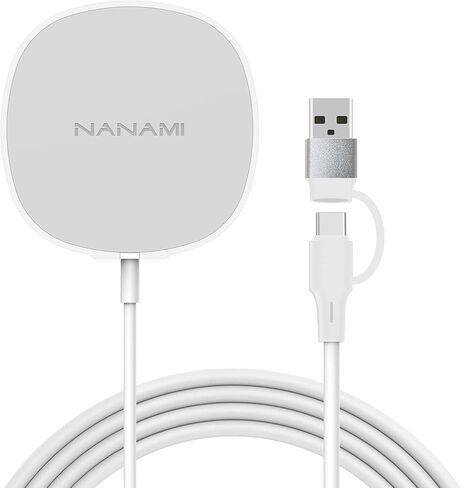 شاحن لاسلكي مغناطيسي من NANAMI - قاعدة شحن لاسلكية لشاحن MagSafe/iPhone 15/15 Pro/14/14 Plus/14 Pro/14 Pro Max/13/13 Pro/13 Pro Max/12/12 Pro، شاحن آمن Mag مع نوع USB كابل سي in Kuwait