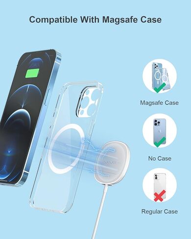 شاحن لاسلكي مغناطيسي من NANAMI - قاعدة شحن لاسلكية لشاحن MagSafe/iPhone 15/15 Pro/14/14 Plus/14 Pro/14 Pro Max/13/13 Pro/13 Pro Max/12/12 Pro، شاحن آمن Mag مع نوع USB كابل سي in Kuwait