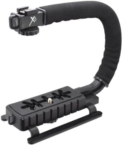 Video Action Stabilizing Handle Grip Handheld Stabilizer with Smartphone Holder & Cold-Shoe Mount for All DSLR Camera Camcorder and Smartphones in Saudi Arabia