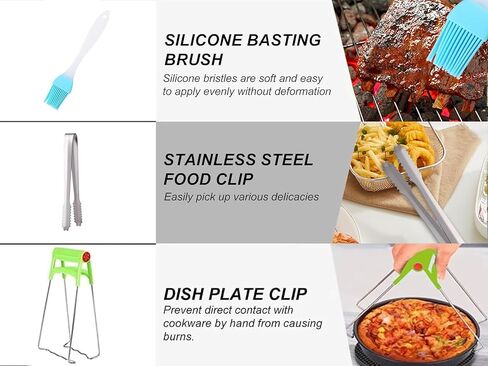 Air Fryer Accessories Set Fit for Gowise Gourmia Cozyna Ninja,Fit All 2.3qt-3.2qt Air Fryer,Kits with Skewers Silicone Mat,Pizza Pan,Cake Barrel,Non-Stick,Dishwasher Safe,Universal,6 Inch 10pcs,Black in Saudi Arabia
