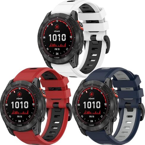 Miimall Compatible Garmin Fenix 7X/6X/5X Bands, 26mm Width Soft Silicone Sport Waterproof Wristband Strap Band for Garmin Fenix 7X Solar/Fenix 6X/Fenix 5X Plus 26mm quick-fit band in Saudi Arabia
