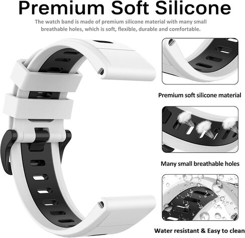 Miimall Compatible Garmin Fenix 7X/6X/5X Bands, 26mm Width Soft Silicone Sport Waterproof Wristband Strap Band for Garmin Fenix 7X Solar/Fenix 6X/Fenix 5X Plus 26mm quick-fit band in Saudi Arabia