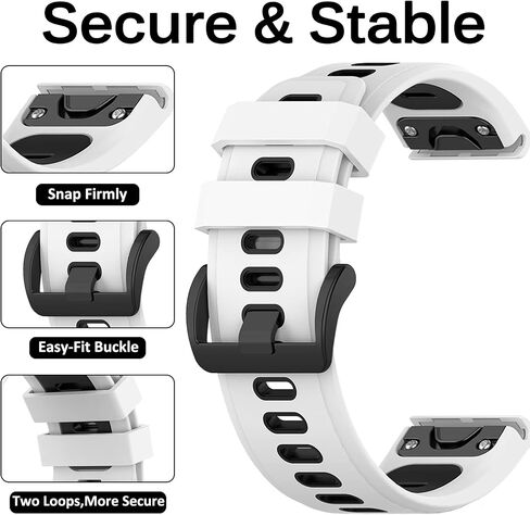 Miimall Compatible Garmin Fenix 7X/6X/5X Bands, 26mm Width Soft Silicone Sport Waterproof Wristband Strap Band for Garmin Fenix 7X Solar/Fenix 6X/Fenix 5X Plus 26mm quick-fit band in Saudi Arabia