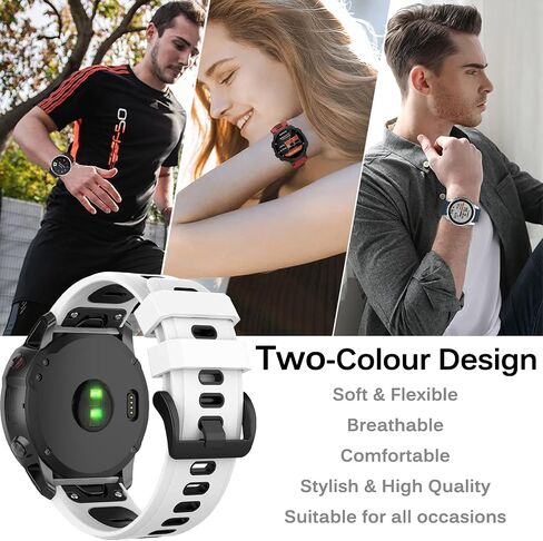 Miimall Compatible Garmin Fenix 7X/6X/5X Bands, 26mm Width Soft Silicone Sport Waterproof Wristband Strap Band for Garmin Fenix 7X Solar/Fenix 6X/Fenix 5X Plus 26mm quick-fit band in Saudi Arabia