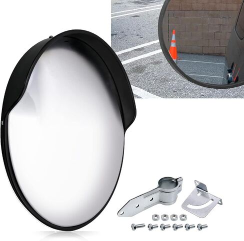 8 Inch Convex Mirror Outdoor with Adjustable Wall Fixing Bracket,Driveway Mirror,Blindspot Traffic Mirror for Driveway Garage Park Outdoor Wide Angle View Curved Security Blind Spot Mirrors in Saudi Arabia