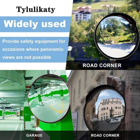 8 Inch Convex Mirror Outdoor with Adjustable Wall Fixing Bracket,Driveway Mirror,Blindspot Traffic Mirror for Driveway Garage Park Outdoor Wide Angle View Curved Security Blind Spot Mirrors in Saudi Arabia