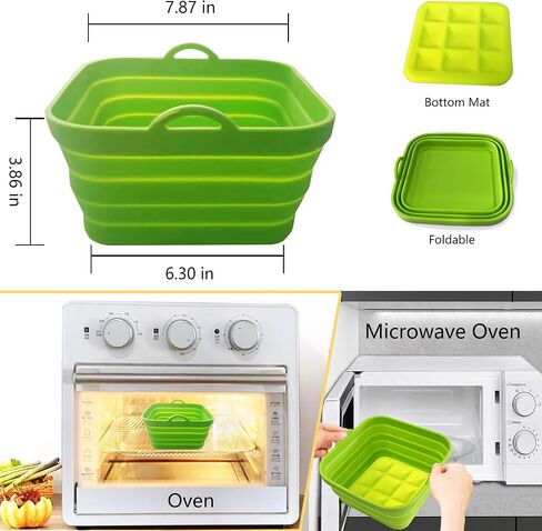 Air Fryer Liners Silicone Basket Reusable Air Fryer Pots for 5-9QT Air Fryer Foldable Easy to Clean Oven Accessories Blue 7.87 Inch in Saudi Arabia