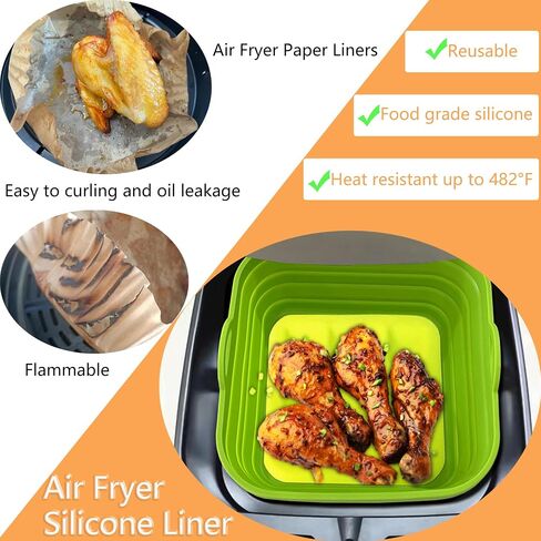 Air Fryer Liners Silicone Basket Reusable Air Fryer Pots for 5-9QT Air Fryer Foldable Easy to Clean Oven Accessories Blue 7.87 Inch in Saudi Arabia