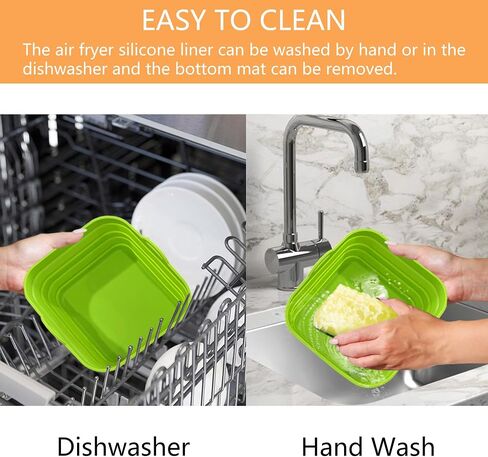 Air Fryer Liners Silicone Basket Reusable Air Fryer Pots for 5-9QT Air Fryer Foldable Easy to Clean Oven Accessories Blue 7.87 Inch in Saudi Arabia