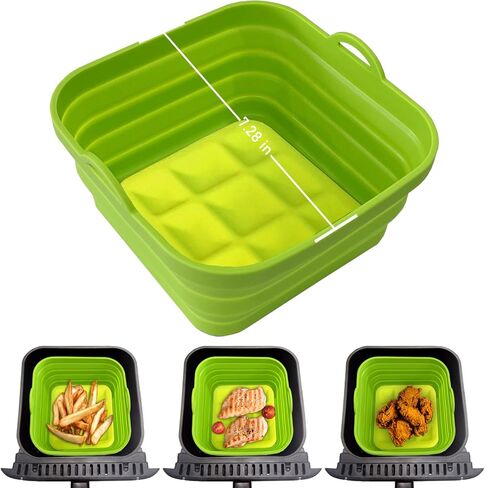 Air Fryer Liners Silicone Basket Reusable Air Fryer Pots for 5-9QT Air Fryer Foldable Easy to Clean Oven Accessories Blue 7.87 Inch in Saudi Arabia