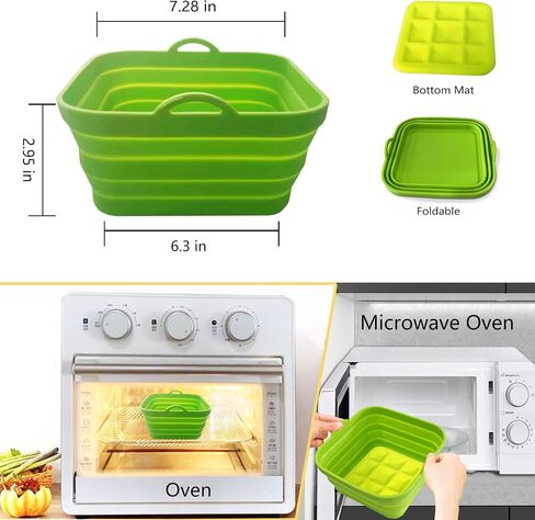 Air Fryer Liners Silicone Basket Reusable Air Fryer Pots for 5-9QT Air Fryer Foldable Easy to Clean Oven Accessories Blue 7.87 Inch in Saudi Arabia