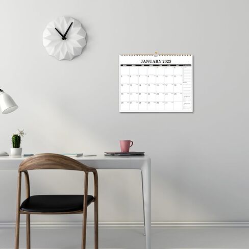 2025 Wall Calendar - 2025 Calendar, 12 Month Hanging Wall Calendar 2025, 11" x 8.5", Jan 2025 - Dec 2025, Sturdy Spiral Binding, Julian Dates, Large Block, Thick Paper, Perfect for Organizing in Saudi Arabia
