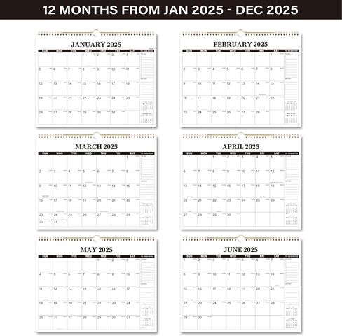 2025 Wall Calendar - 2025 Calendar, 12 Month Hanging Wall Calendar 2025, 11" x 8.5", Jan 2025 - Dec 2025, Sturdy Spiral Binding, Julian Dates, Large Block, Thick Paper, Perfect for Organizing in Saudi Arabia