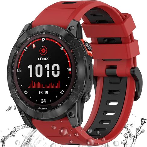 Miimall Compatible Garmin Fenix 7X/6X/5X Bands, 26mm Width Soft Silicone Sport Waterproof Wristband Strap Band for Garmin Fenix 7X Solar/Fenix 6X/Fenix 5X Plus 26mm quick-fit band in Saudi Arabia