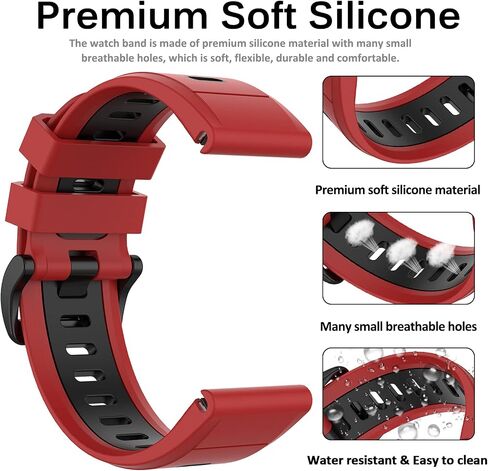 Miimall Compatible Garmin Fenix 7X/6X/5X Bands, 26mm Width Soft Silicone Sport Waterproof Wristband Strap Band for Garmin Fenix 7X Solar/Fenix 6X/Fenix 5X Plus 26mm quick-fit band in Saudi Arabia