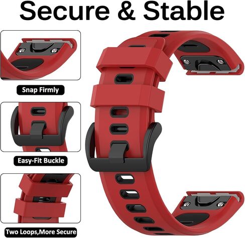 Miimall Compatible Garmin Fenix 7X/6X/5X Bands, 26mm Width Soft Silicone Sport Waterproof Wristband Strap Band for Garmin Fenix 7X Solar/Fenix 6X/Fenix 5X Plus 26mm quick-fit band in Saudi Arabia