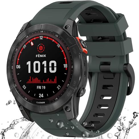Miimall Compatible Garmin Fenix 7X/6X/5X Bands, 26mm Width Soft Silicone Sport Waterproof Wristband Strap Band for Garmin Fenix 7X Solar/Fenix 6X/Fenix 5X Plus 26mm quick-fit band in Saudi Arabia
