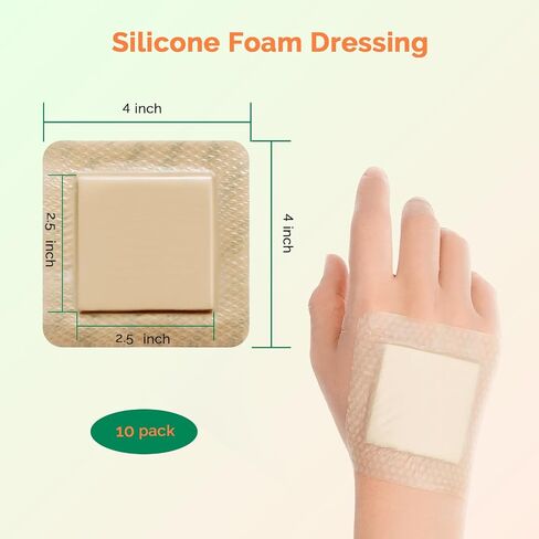 Silicone Foam Dressing 3x3 Inch with Border 10 Packs Adhesive Waterproof Wound Dressing Bandages for Wound Care High Absorbency Foam Pad Bandaid in Saudi Arabia