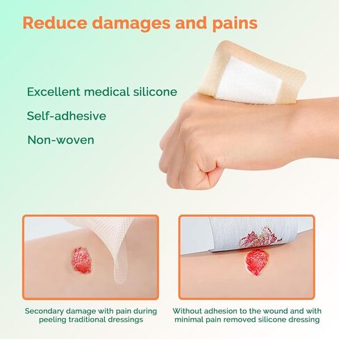 Silicone Foam Dressing 3x3 Inch with Border 10 Packs Adhesive Waterproof Wound Dressing Bandages for Wound Care High Absorbency Foam Pad Bandaid in Saudi Arabia