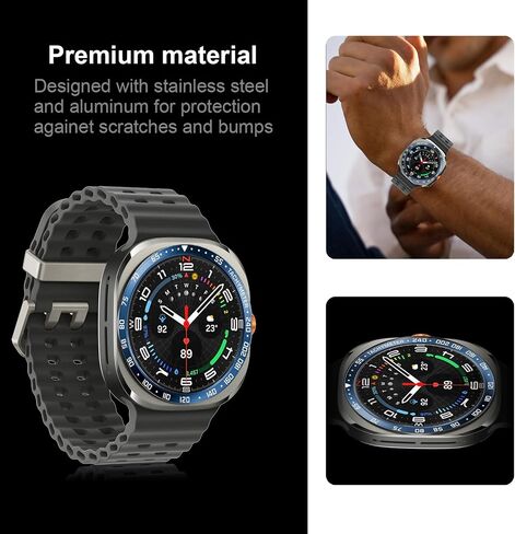 Bezel Styling for Galaxy Watch Ultra 47mm Bezel Ring Adhesive Cover Anti Scratch Stainless Steel Protection for Galaxy Watch 7 Ultra (blue, E style) in Saudi Arabia