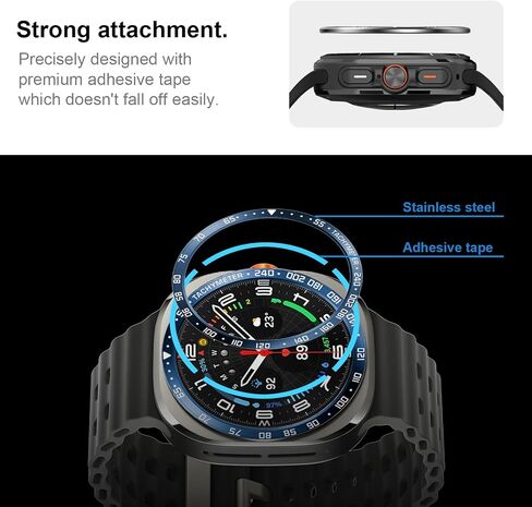 Bezel Styling for Galaxy Watch Ultra 47mm Bezel Ring Adhesive Cover Anti Scratch Stainless Steel Protection for Galaxy Watch 7 Ultra (blue, E style) in Saudi Arabia