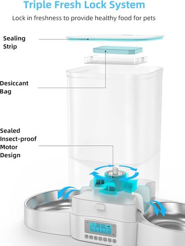 HoneyGuaridan Automatic Cat Feeder for Two Cats,3.5L Cat Food Dispenser with Stainless Steel Bowl,Timed Cat Feeder Programmable 1-6 Meals Control, Dual Power Supply,Desiccant Bag,10s Meal Call Whit in Saudi Arabia