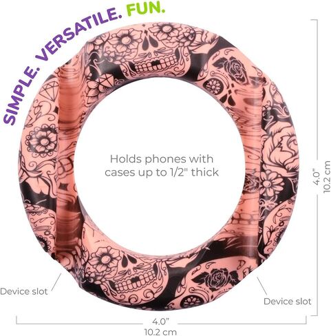GoDonut Ultra Phone Stand - Portable Mount Accessory for Travel, Nightstand or Desk- Compatible with Tablet, iPhone & Most Smartphones – Skulls Pink in Saudi Arabia
