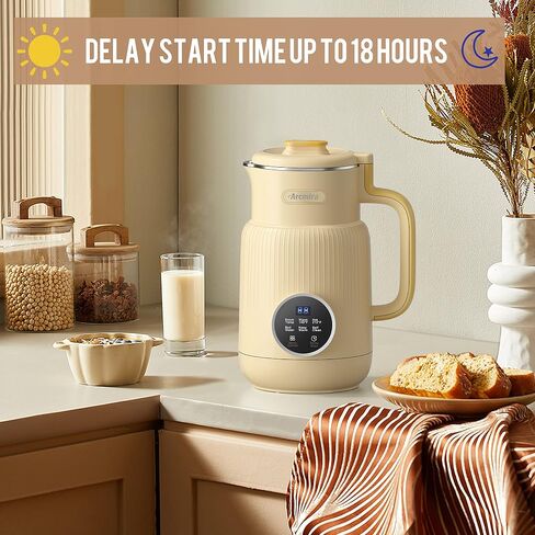 Nut Milk Maker, 20 oz(600ml) Homemade Almond, Soy, Oat, Plant-Based Milk and Non-Dairy Beverages, Almond Milk Maker with Delay Start/Boil Water/Keep Warm, Soy Milk Maker with Nut Milk Bag in Saudi Arabia