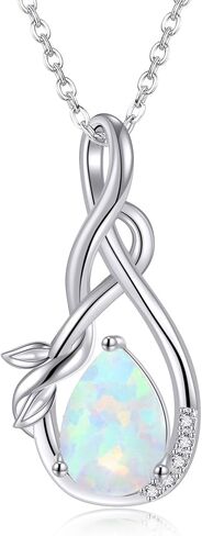 Moss Agate Necklaces Sterling Silver Infinity Natural Moss Agate Teardrop Pendant Necklace Green Gems Engagement Wedding Jewelry Gift for Women in Saudi Arabia
