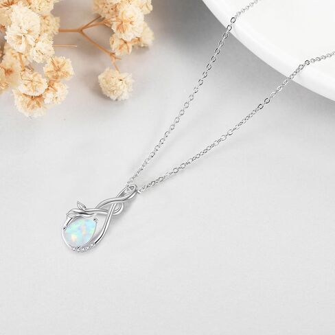 Moss Agate Necklaces Sterling Silver Infinity Natural Moss Agate Teardrop Pendant Necklace Green Gems Engagement Wedding Jewelry Gift for Women in Saudi Arabia