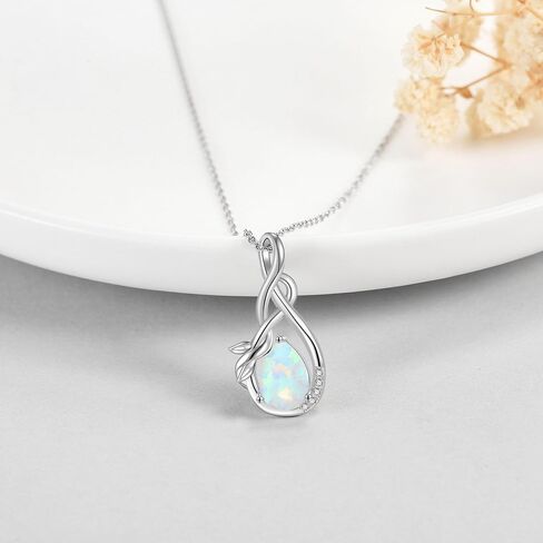 Moss Agate Necklaces Sterling Silver Infinity Natural Moss Agate Teardrop Pendant Necklace Green Gems Engagement Wedding Jewelry Gift for Women in Saudi Arabia