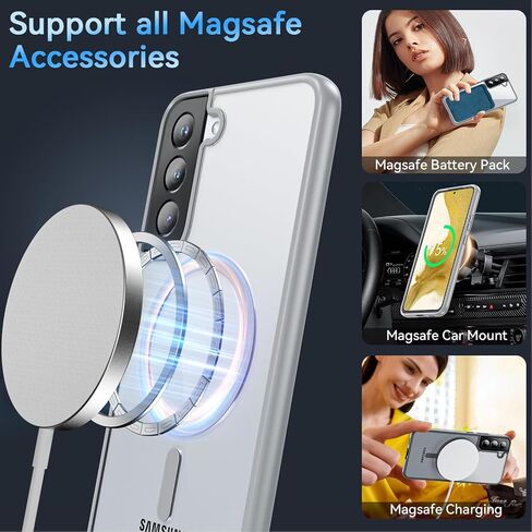 حافظة OWKEY لهاتف Samsung Galaxy A17 5G مع حامل، حافظة هاتف مغناطيسية مقاومة للصدمات مناسبة لغطاء Magsafe الشفاف غير اللامع لهاتف Samsung A17 5G/4G، أسود in Kuwait