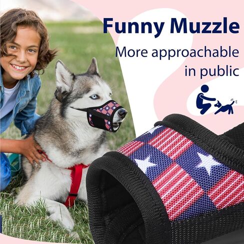 LUCKYPAW Dog Muzzle for Small Medium Large Dogs, Soft Muzzle for Dogs to Prevent Biting Chewing, German Shepherd Muzzle with National Flag Pattern and Hook and Loop, Allows Panting Drinking (L, Flag) in Saudi Arabia
