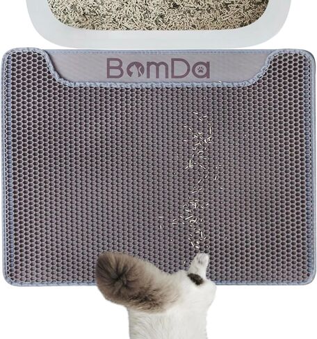 Cat Litter Mat, Large Kitty Litter Box Trapping Mat, 45x30'' Honeycomb Double Layer Urine & Waterproof, Washable Easy Clean, Litter Mats for Floor Less Waste, Anti-Slip in Saudi Arabia