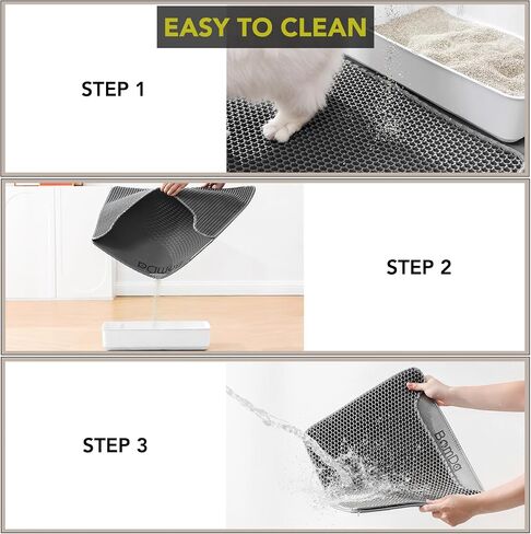 Cat Litter Mat, Large Kitty Litter Box Trapping Mat, 45x30'' Honeycomb Double Layer Urine & Waterproof, Washable Easy Clean, Litter Mats for Floor Less Waste, Anti-Slip in Saudi Arabia
