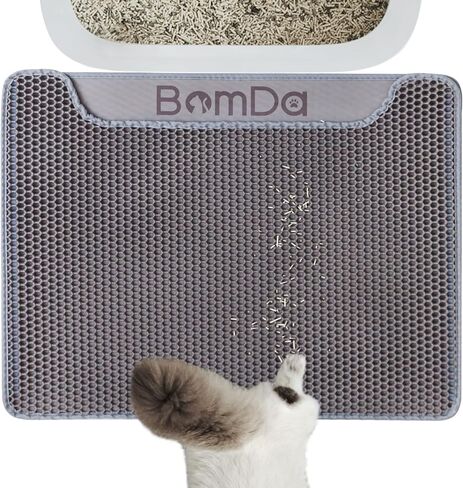 Cat Litter Mat, Large Kitty Litter Box Trapping Mat, 45x30'' Honeycomb Double Layer Urine & Waterproof, Washable Easy Clean, Litter Mats for Floor Less Waste, Anti-Slip in Saudi Arabia