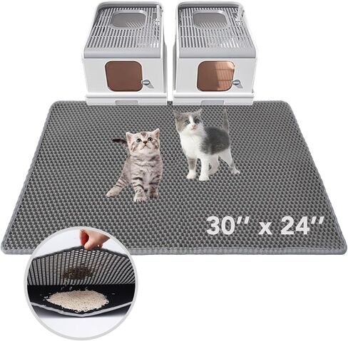Cat Litter Mat, Large Kitty Litter Box Trapping Mat, 45x30'' Honeycomb Double Layer Urine & Waterproof, Washable Easy Clean, Litter Mats for Floor Less Waste, Anti-Slip in Saudi Arabia